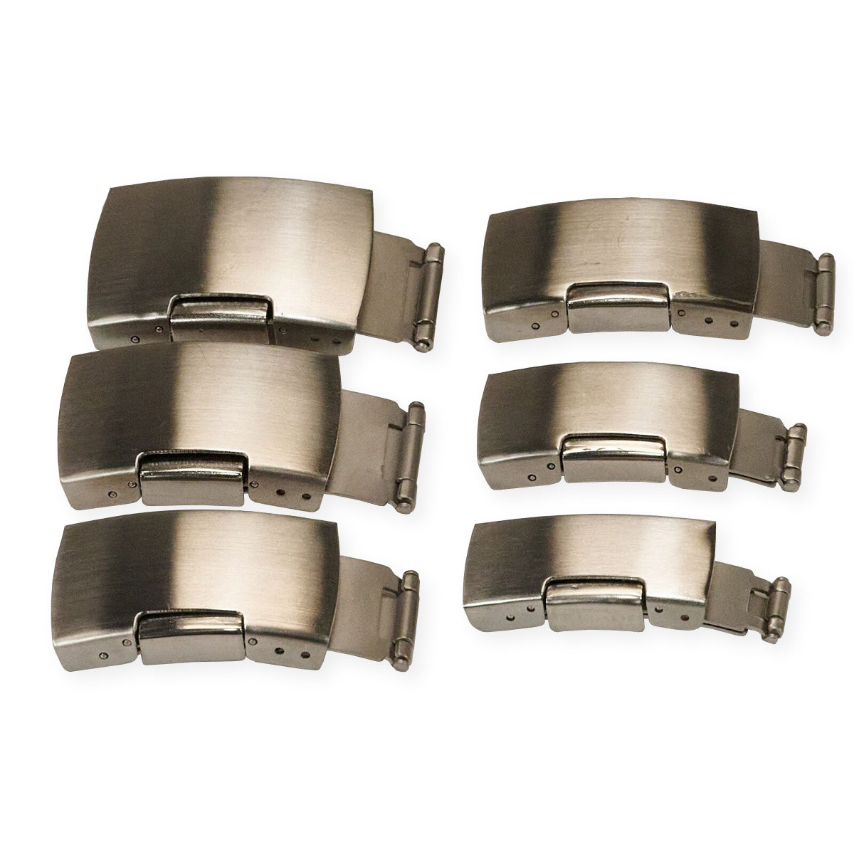 Brushed Steel Watch Strap Buckle Clasp Seiko Push Release Button Safety Leather